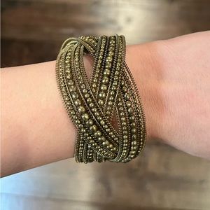 Bronze bead stretch bracelet